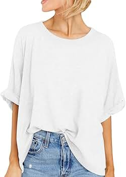 Women Oversized T-Shirt Summer Casual Short Sleeve Loose Tee Tops | Amazon (US)