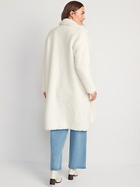 Long Double-Breasted Sherpa Coat for Women | Old Navy (US)