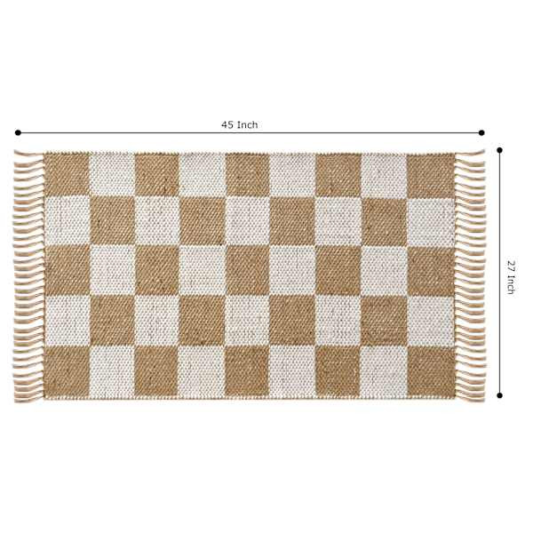 (B871) Brown & Natural Checkered Jute Accent Rug, 2x4 | At Home