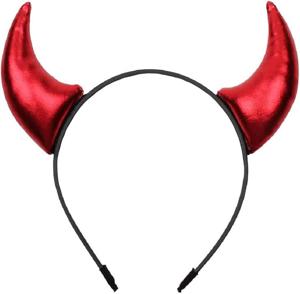 Red Devil Horns Headband Glitter Hairband Headpiece Halloween Dress Cosplay Costume Accessories | Amazon (US)