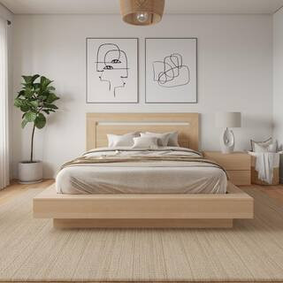 Byron 3-Piece Natural Blonde Oak Queen Size Bedroom Set | The Home Depot