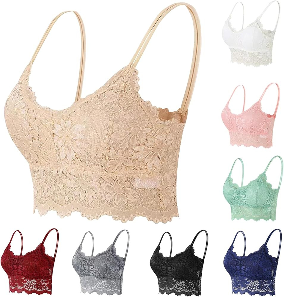 1 PCS Women's Lace Camisole Bralette, Summer Slim Basic Cami Tank Tops for Ladies, Spaghetti Stra... | Amazon (US)