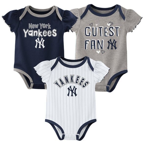 MLB New York Yankees Baby Girls' 3pk Bodysuit Set | Target