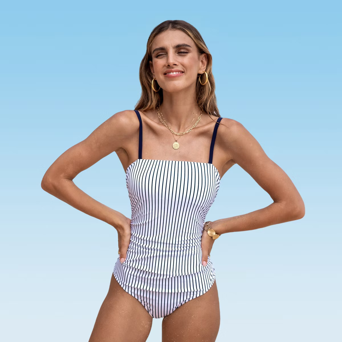 Women's Striped Square Neck One-piece Swimsuit - Cupshe | Target