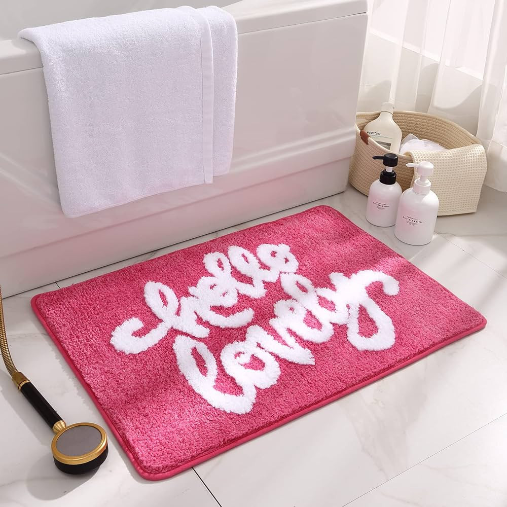 FanC Guy Hello Lovely Soft Preppy Bathroom Decor Hot Pink Bathroom Rugs Water Absorbent Shower Ru... | Amazon (US)