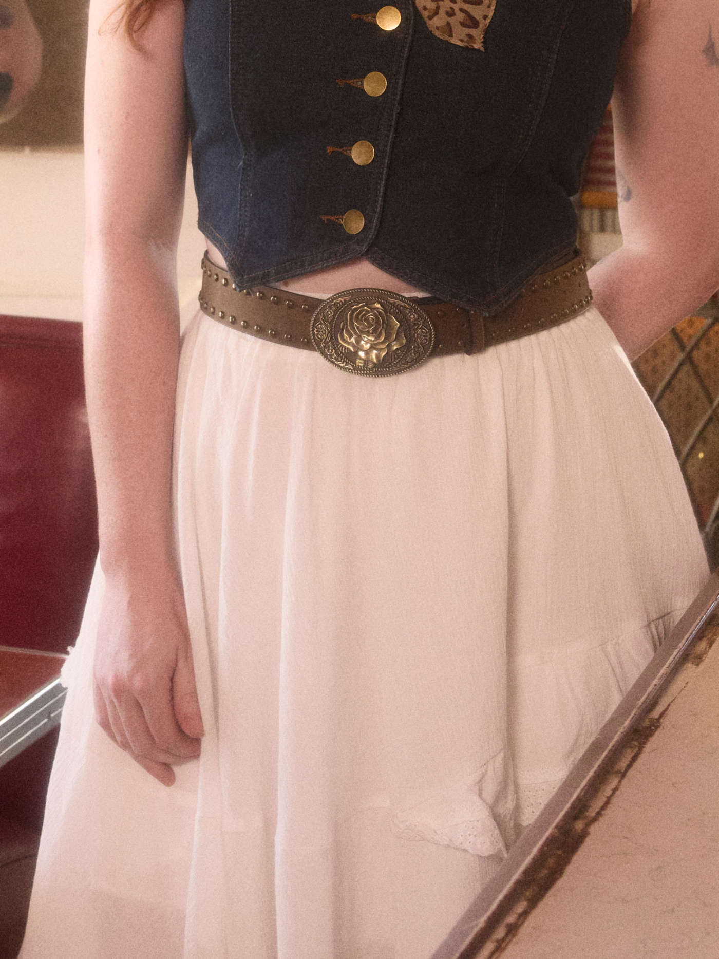 Valentine ROSE STUDDED BUCKLE BELT For Music Festival/Live House Coffee Shop Vacation | Cider