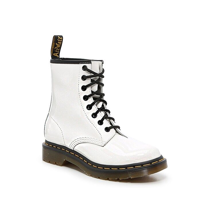 Dr. Martens 1460 Combat Boot | Women's | White Patent | Size UK 9 / US 11 | Boots | Bootie | Combat | DSW