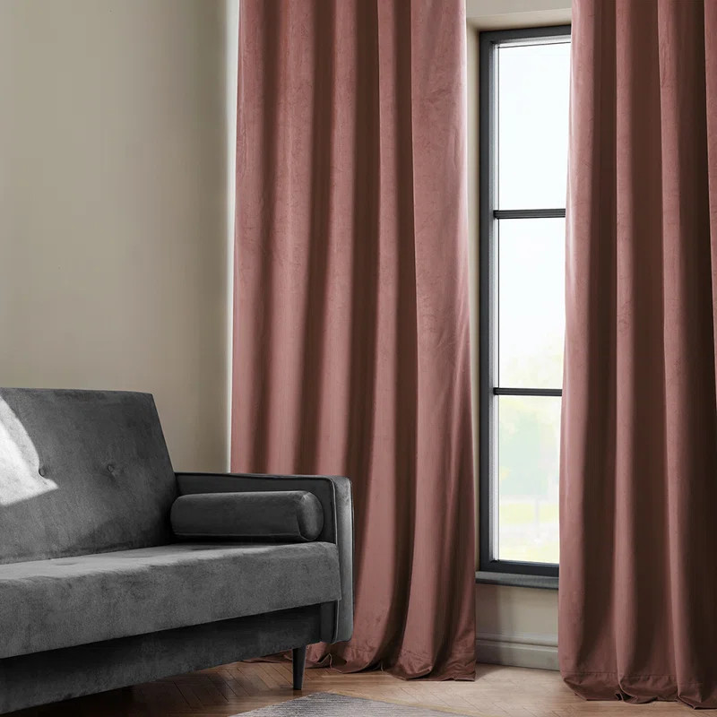 Matra Plush Velvet Curtains for Bedroom - Room Darkening Curtains for Living Room Window Single P... | AllModern