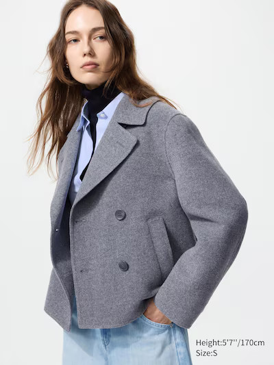 Wool Blend Relaxed Short Coat | UNIQLO (UK)