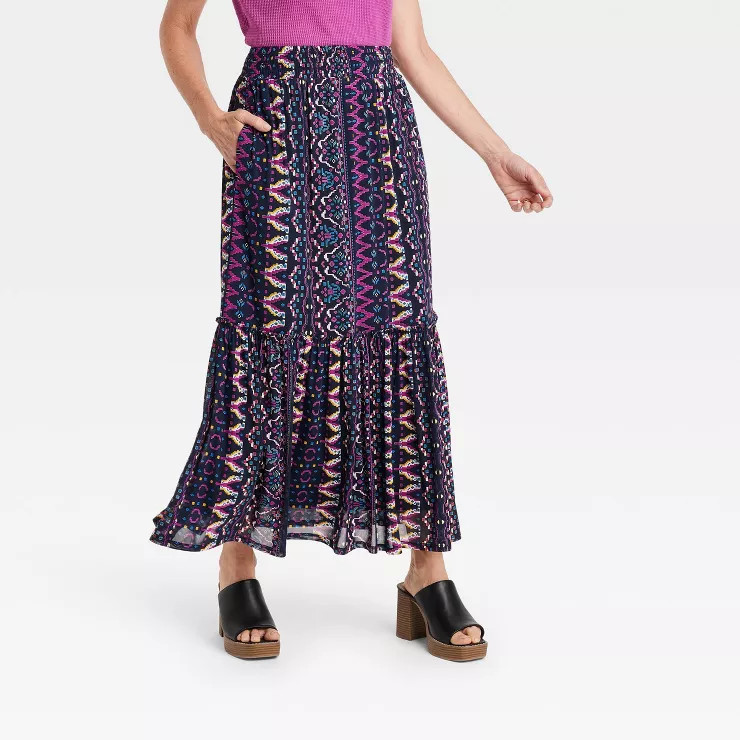 Women's Pleated Mesh Maxi A-Line Skirt - Knox Rose™ | Target