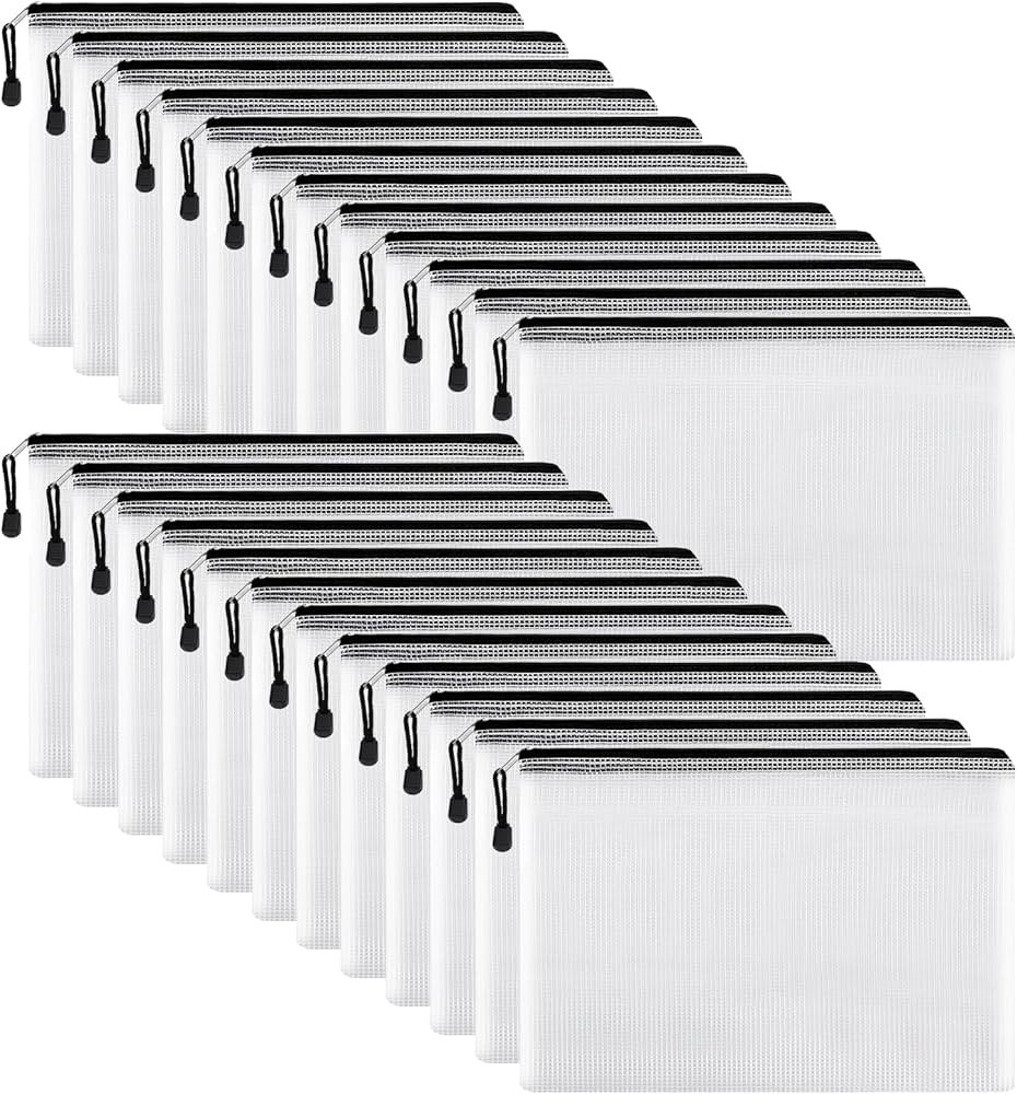 EOOUT 24pcs Mesh Zipper Pouch Bags, Plastic Zipper Bag for Organizing 13.5x9.5 Inches Letter Size... | Amazon (US)