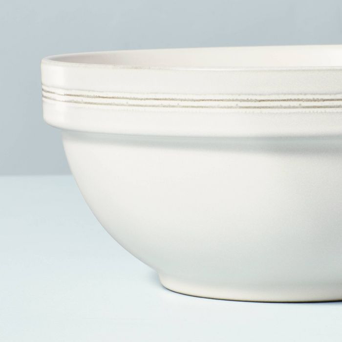 3pc Defined Rim Stripe Stoneware Mixing Bowl Set Sour Cream - Hearth & Hand™ with Magnolia | Target