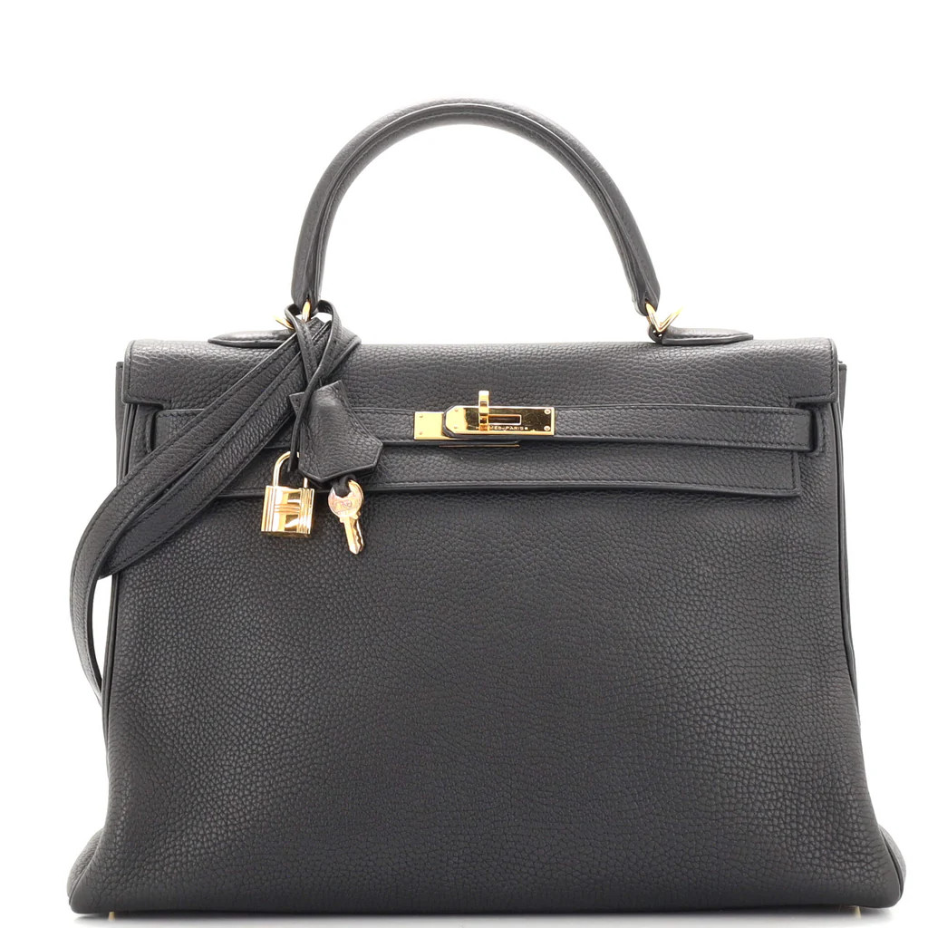 Kelly Handbag Noir Togo with Gold Hardware 35 | Rebag