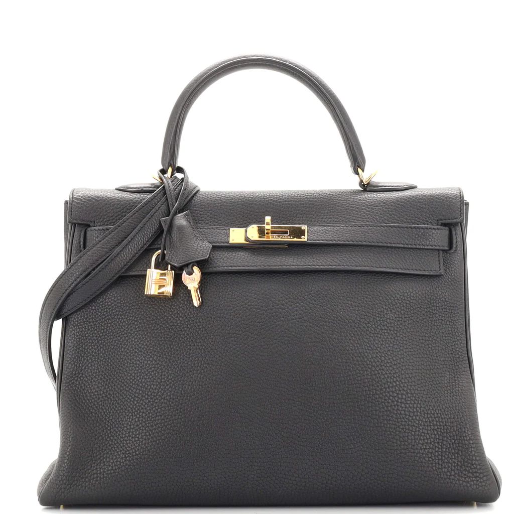 Kelly Handbag Noir Togo with Gold Hardware 35 | Rebag