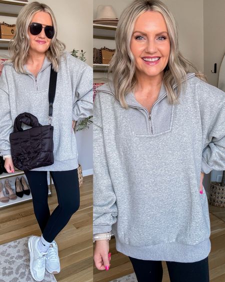 Cozy quarter zip pullover from Amazon! On sale today for $15!! I sized up to large for an oversized fit. 
Leggings fit TTS
Amazon outfit 
Leggings outfit 
Look for less 
Casual outfit 
Winter outfit 


#LTKstyletip #LTKfindsunder50 #LTKover40