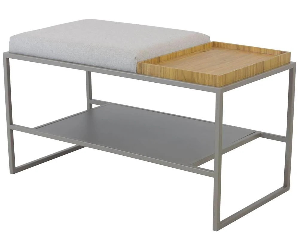 Banco Sapateira Eros Assento Pérola e Base Champagne 120cm - 67681 - Camicado | Camicado (BR)