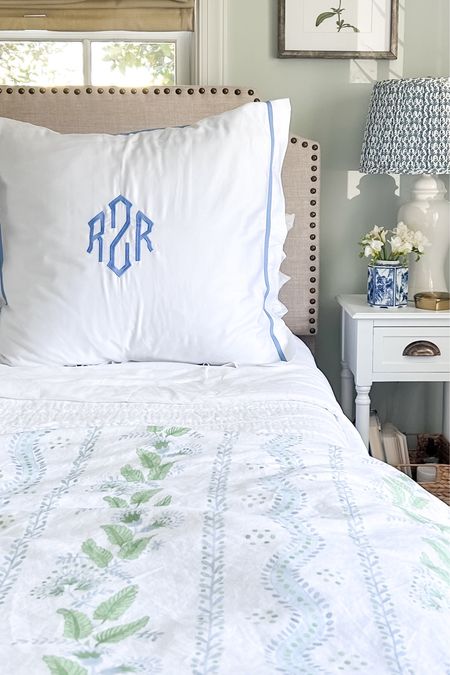Bedroom refresh!  #blueandwhite #monogram #grandmillennial #ballarddesign #etsy #spoonflower

#LTKhome