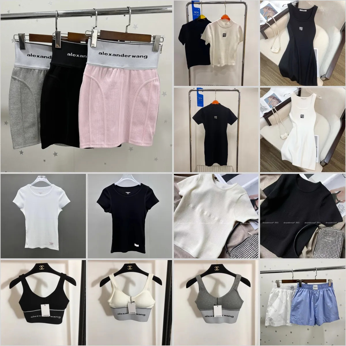 Alexander-Wang Dupe Sports Bra Fashion Clothing T-shirt Knitted Shirts for Women Black White | DHGate