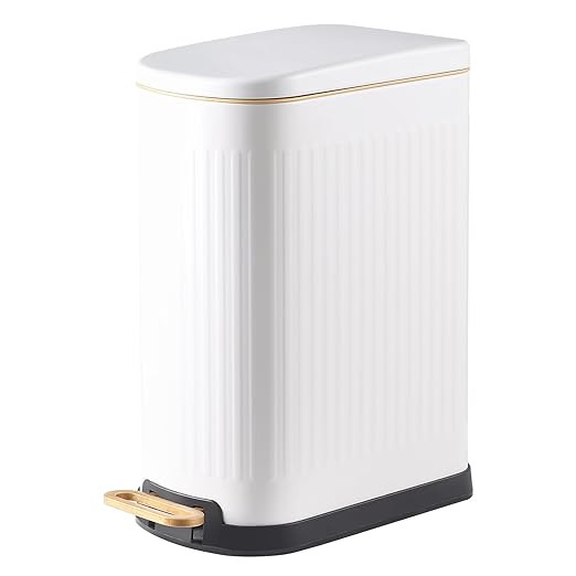 SYNCVIBE Slim Bathroom Trash Can with Soft Close Lid Stainless Steel Garbage Can Step Trash Bin w... | Amazon (US)