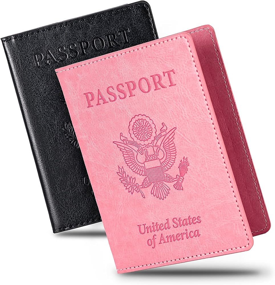 2 Pcs Passport holders，Ultra Slim passport wallet，PU Leather Passport Cover for Women and Men | Amazon (US)