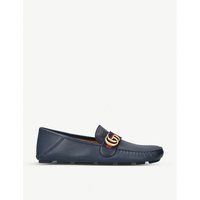 Driver logo-embellished leather loafers | Selfridges