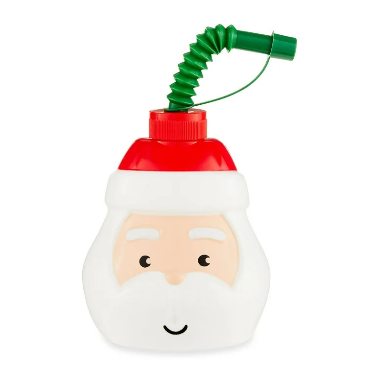 Santa Straw Tumbler, Plastic Material, 10.3 oz. Multi Color, Holiday Time | Walmart (US)