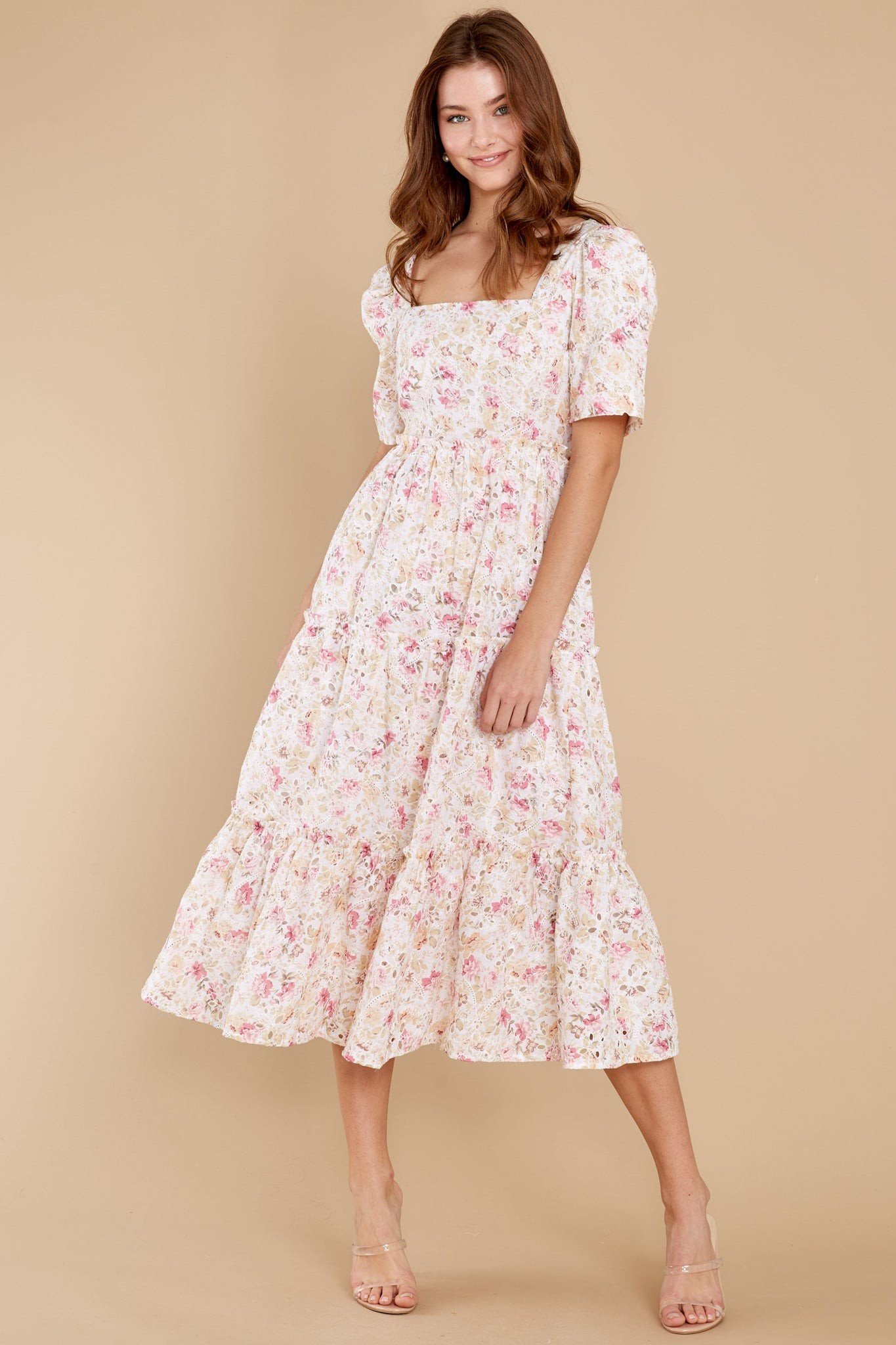 Keeping My Fingers Crossed Ivory Multi Dress | Red Dress 