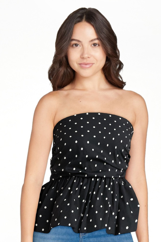 No Boundaries Cotton Strapless Bubble Top, Women's | Walmart (US)
