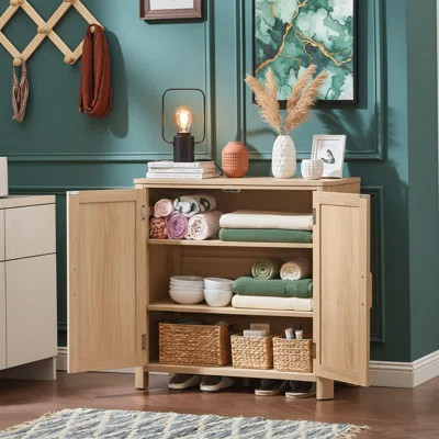 31.5" Arc-Shaped Sideboard Buffet Cabinet - Darkwood Mid-Century Modern Credenza - Coffee Bar Station With Adjustable Shelves - Rounded Corner Console | Wayfair North America