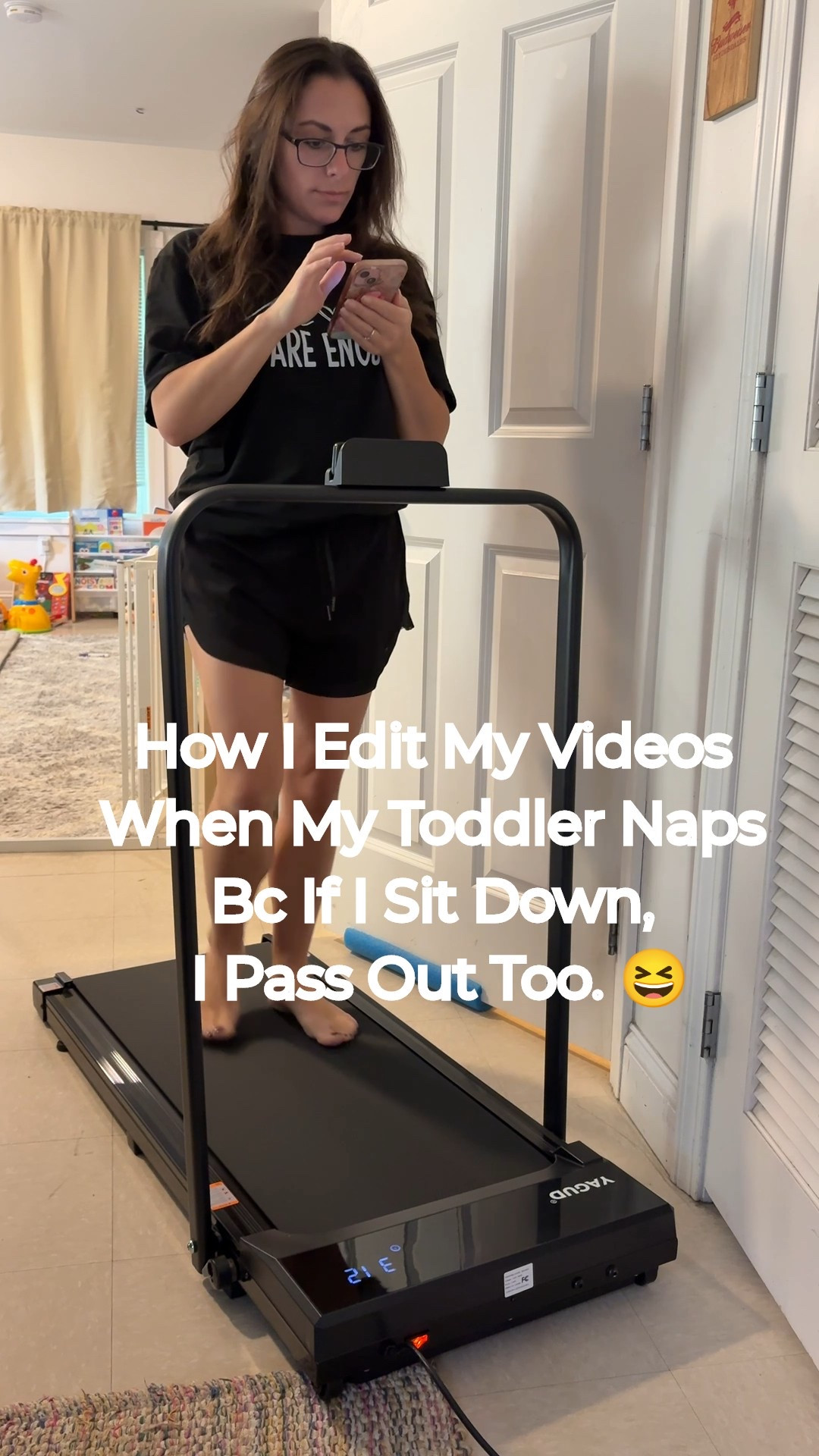 Anyone else like this? 😅 The second I sit down to get work done, my eyes get heavy. So I edit videos while walking when my toddler naps. 👏 Comment TREADMILL if you want the link! 

#walkingpad
#treadmilldesk
#momlifeunfiltered
#workfromhomelife
#reallifemom

#LTKSaleAlert #LTKActive #LTKHome