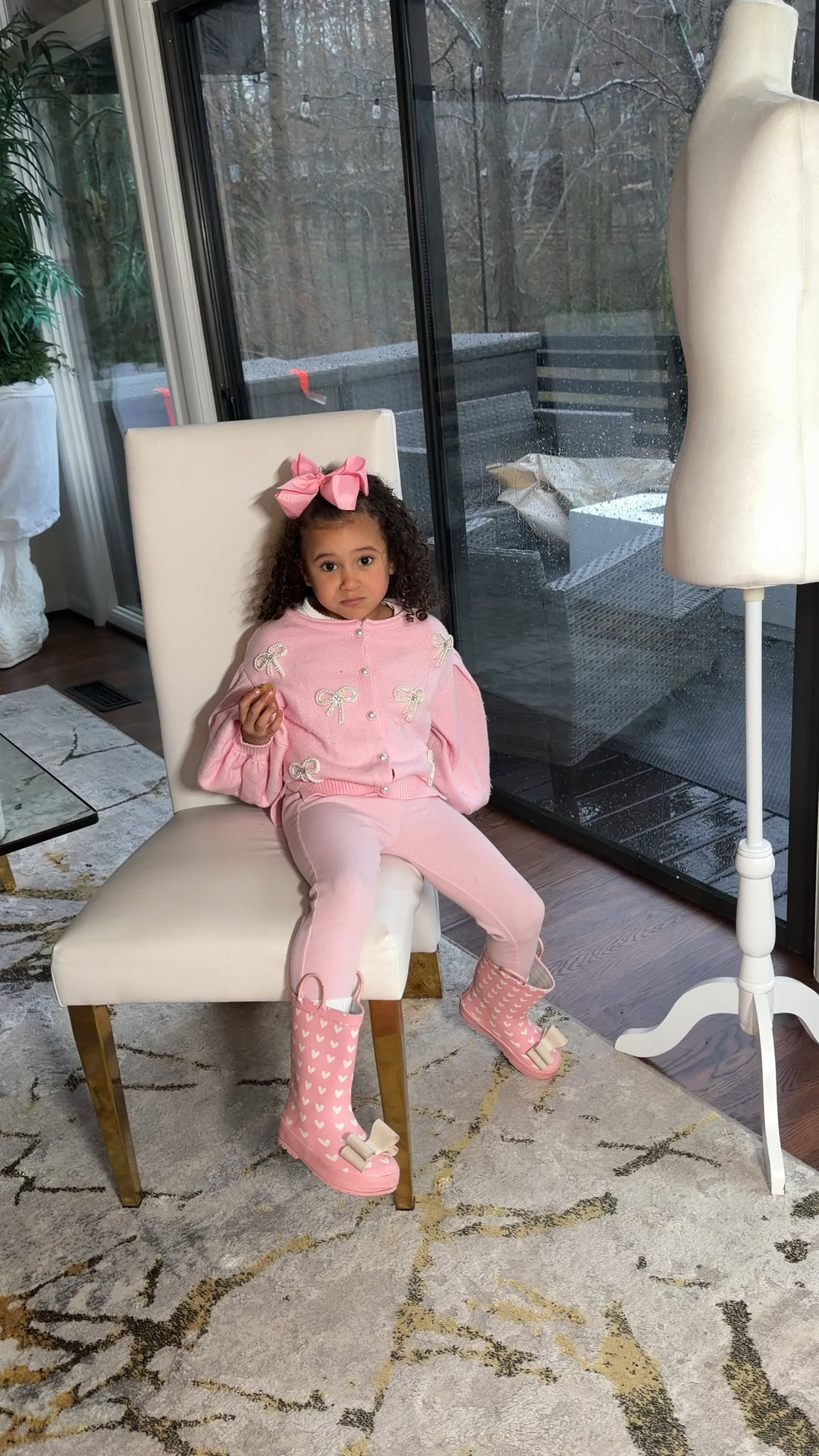 Bella’s rainy day fit!! Love this cardigan!