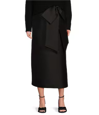 Maleah Mikado Bow Detail Midi A-Line Skirt | Dillard's