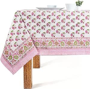 Block Print Table Cloth- 60x108 Inch Rectangle 100% Cotton Handmade Pre-Shinked, Washable for Spr... | Amazon (US)