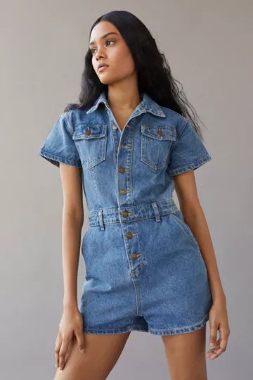 Lioness U Know What’s Up Denim Romper | Urban Outfitters (US and RoW)