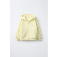Zara - Raised Text Zip Sweatshirt - Lemon Yellow - 6 Years (45,2 Inches) - Kids | Zara US