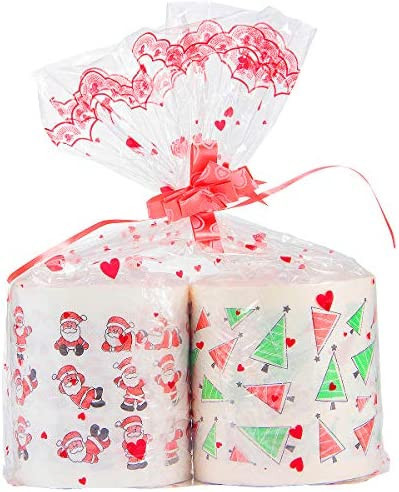 2 Rolls Christmas Toilet Paper Decorations- 2 Styles Santa Claus Toilet Paper for Xmas Bathroom D... | Amazon (US)