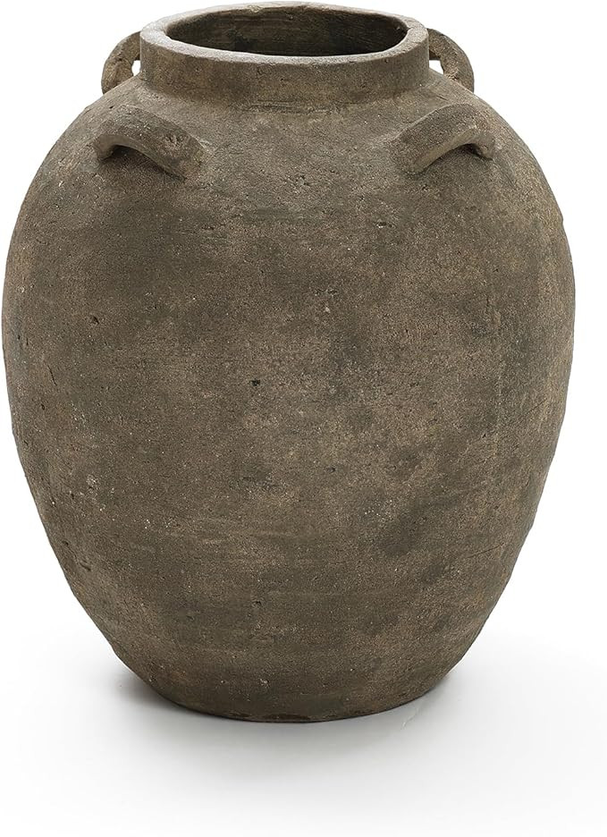 LuxenHome Rustic Ceramic Flower Vase,15 Inch Tall Brown Terracotta Cauldron Vase for Living Room ... | Amazon (US)
