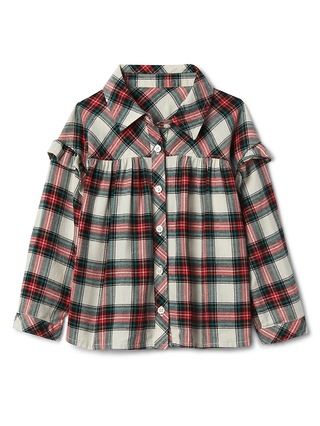Gap Baby Plaid Flannel Ruffle Shirt Red Plaid Size 12-18 M | Gap US