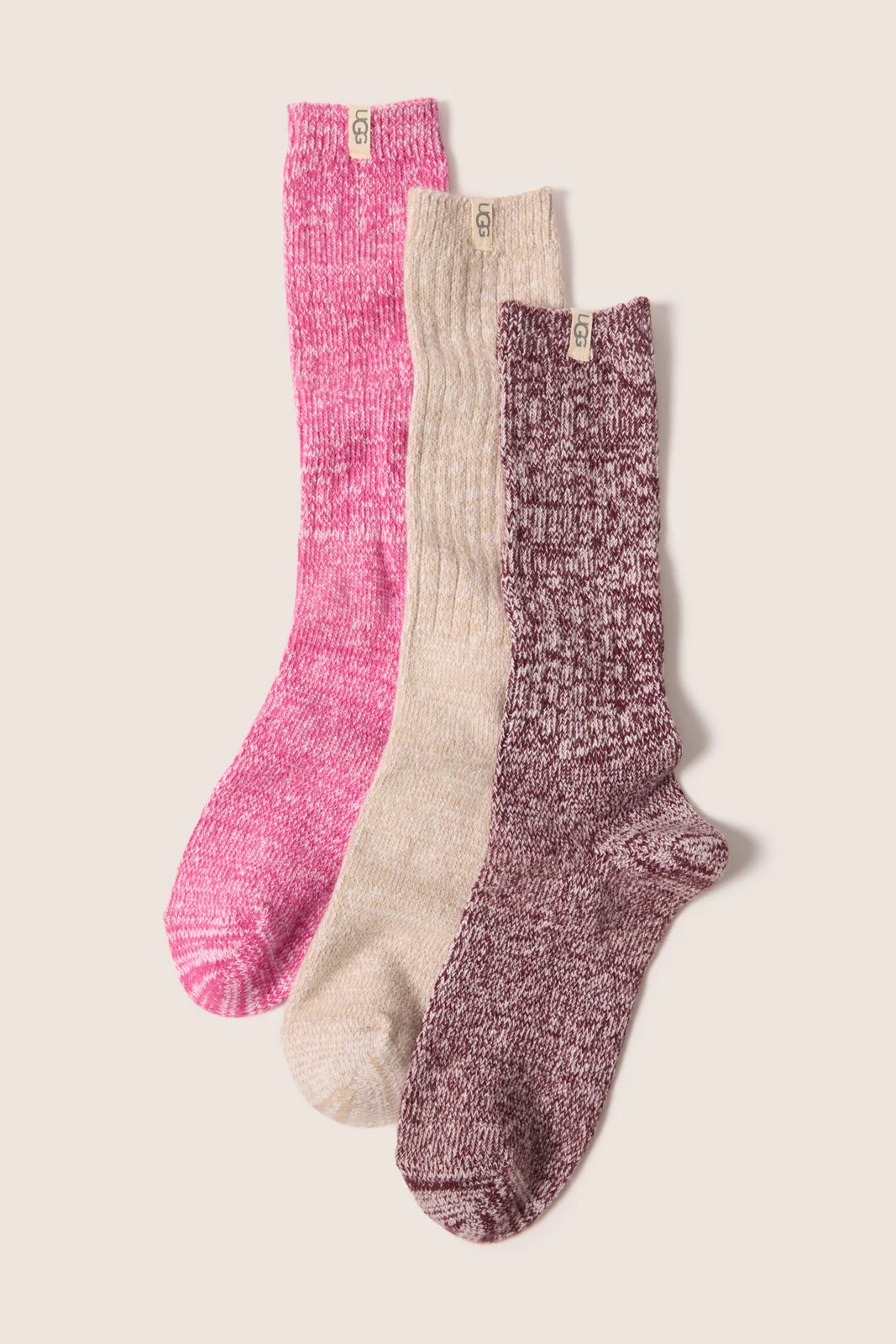 UGG Women's Rib Knit Slouchy 3 Pack, Pink | Evereve
