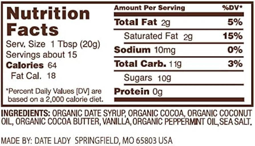 Date Lady Organic Date Sweetened Mint Chocolate Sauce - 10.7oz (1 BPA-Free Plastic) Make Hot Choc... | Amazon (US)