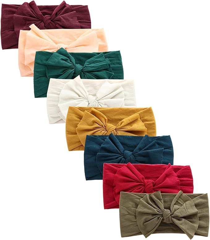 Baby Super Stretchy Nylon Knotted Headbands Baby Headwraps Baby Headbands Bows | Amazon (US)