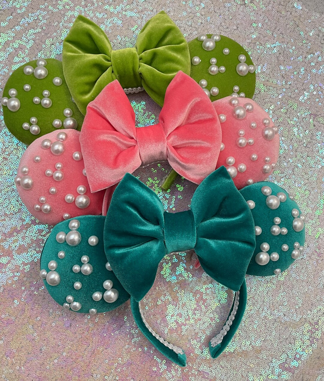 Pearl Velvet Ears/ Velvet Minnie Ears - Etsy | Etsy (US)