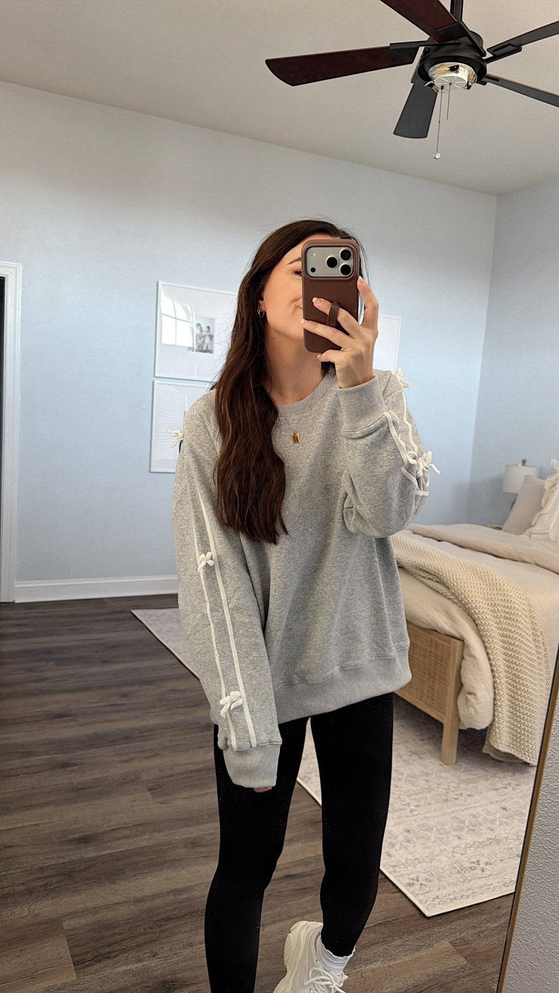 Bow sweatshirt size small
Leggings outfit
Amazon ruffle socks 

#LTKootd #LTKCyberWeek #LTKSaleAlert