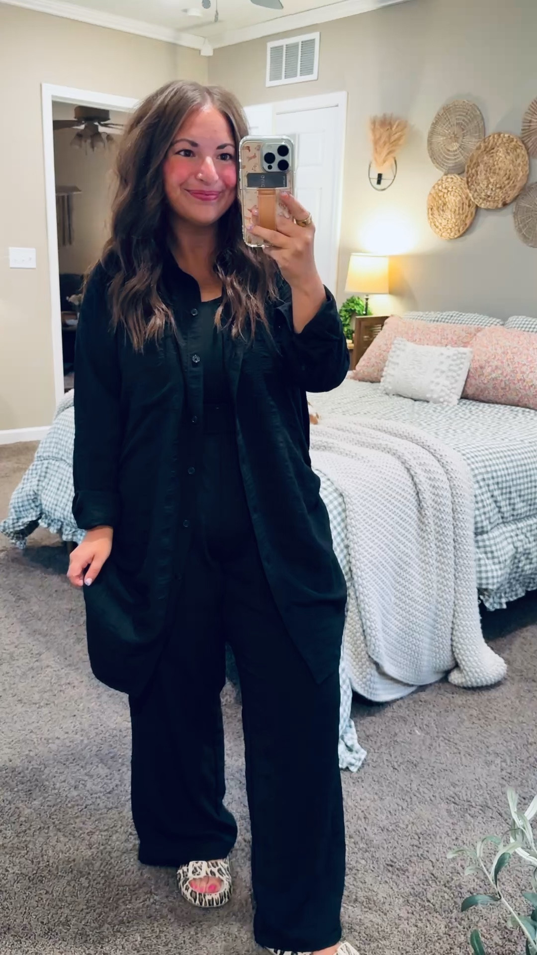 Beach vacation vibes on a budget ☀️ linked this cute coverup set from Walmart featuring the perfect lightweight button down + matching pants 🤍

cover up pants: fit true to size // wearing a large
cover up button top: fits oversized // wearing a medium
leopard sandals: fit oversized // wearing a 5 

 #LTKSeasonal #LTKSwim