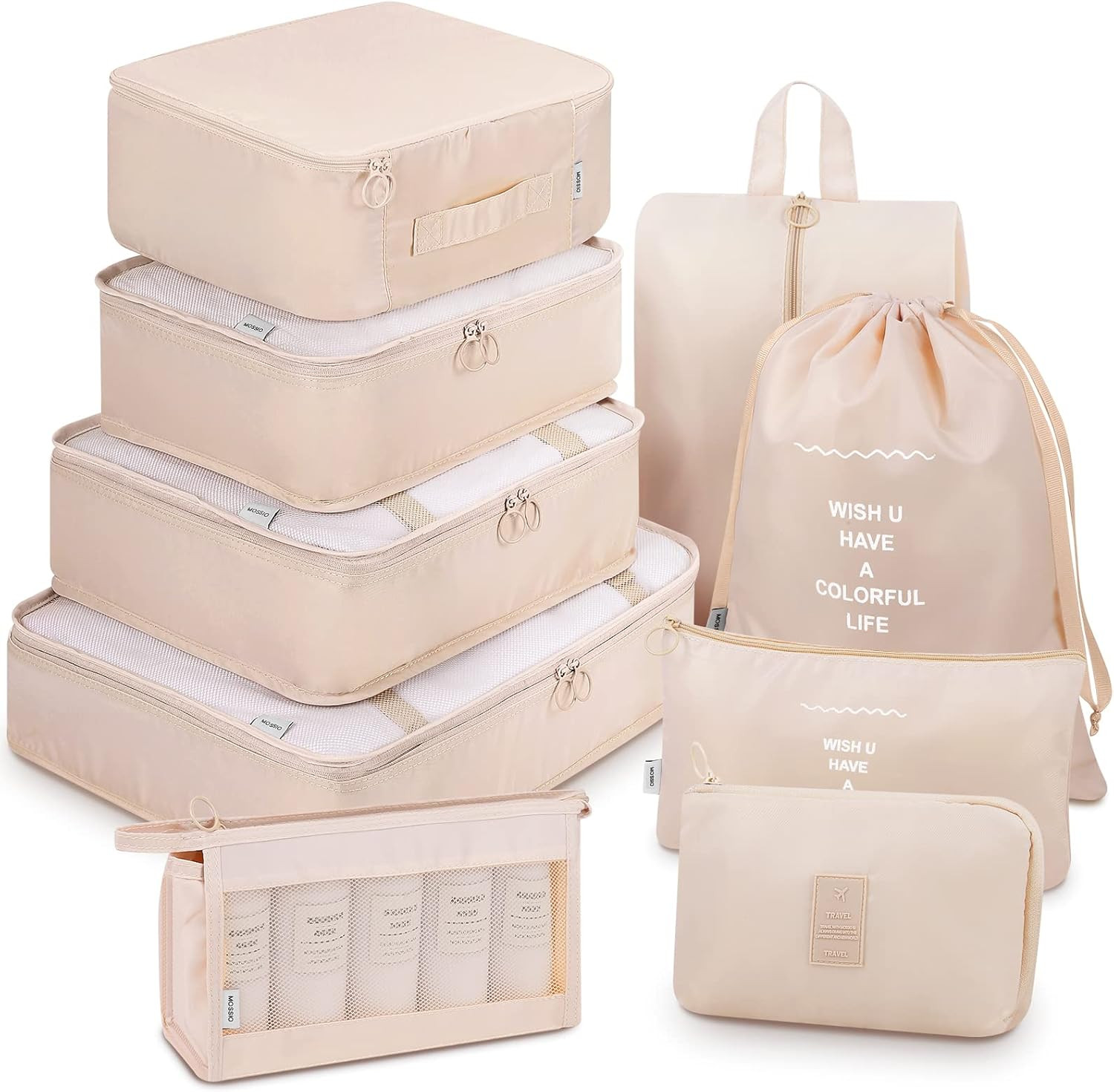 Mossio 9 Set Packing Cubes with Shoe Bag & Electronics Bag - Luggage Organizers Suitcase Travel Acce | Amazon (US)