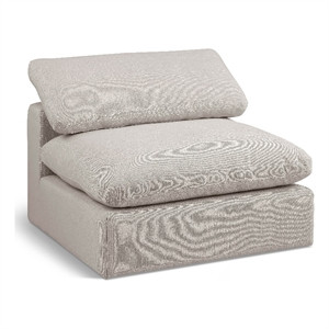 Meridian Furniture Comfy Beige Linen Textured Fabric Armless Chair | Homesquare