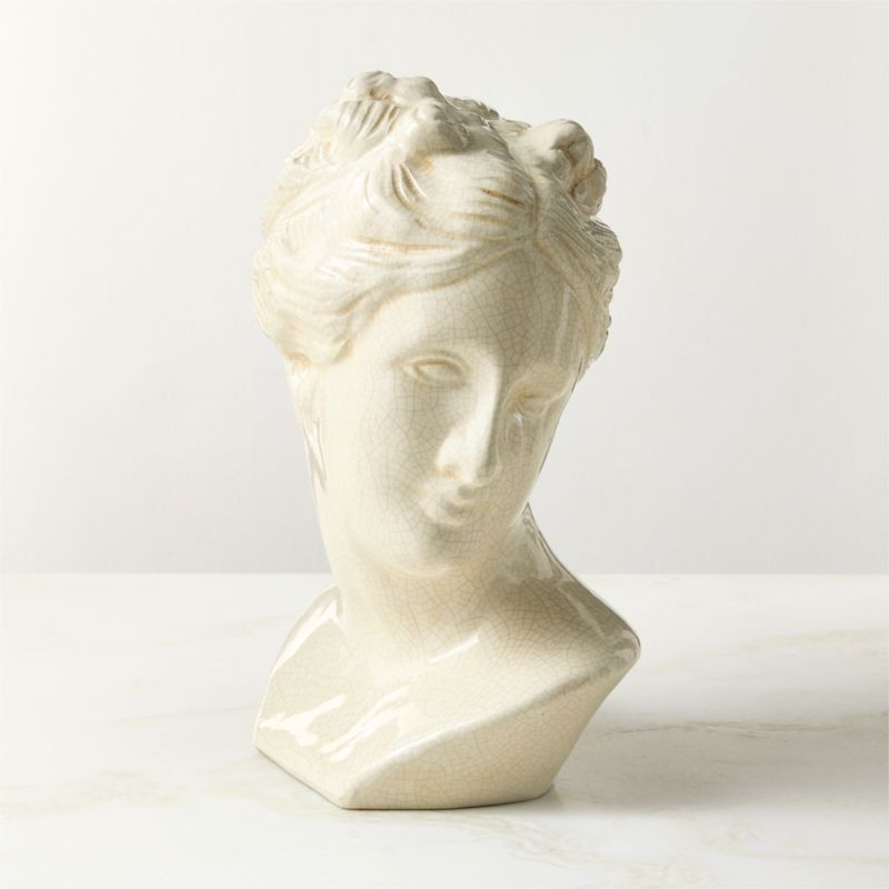 Eris White Bust Sculpture with Crackle Glaze + Reviews | CB2 | CB2