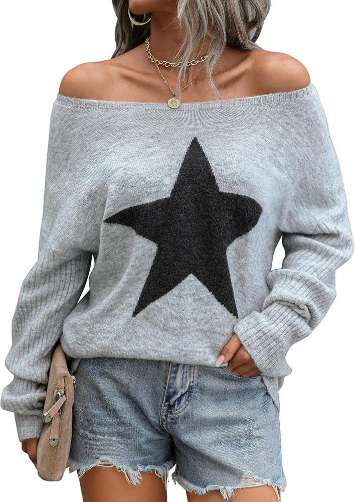 Blooming Jelly Women's Off The Shoulder Sweaters Cute Fall Tunic Tops Knitted Pullover Sweater | Amazon (US)