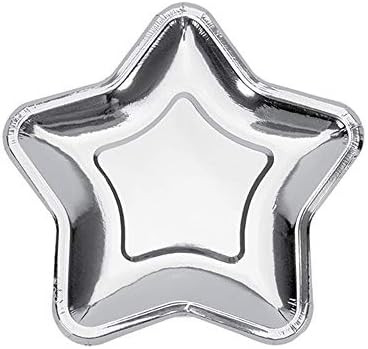 Rgontar 20 Pcs Star Silver Paper Plates, 7 Inch Pentagram Disposable Paper Plates for Appetizers,... | Amazon (US)