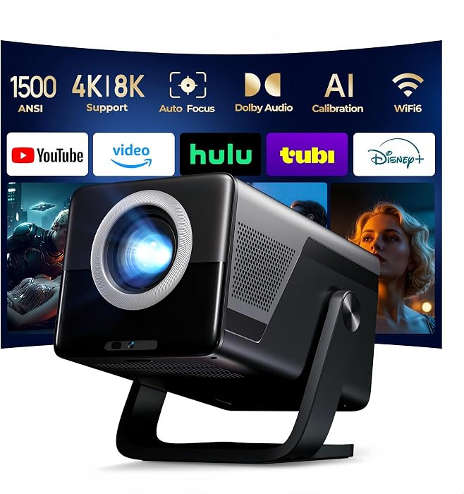 X7 1500 ANSI Smart Projector, 4K/8K Input Support, Native 1080P, 125% sRGB | Amazon (US)